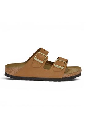Ciabatta donna BIRKENSTOCK in camoscio colore cuoio. BIRKENSTOCK- | ARIZONA SFB MINK NUBUCK-CUOIO